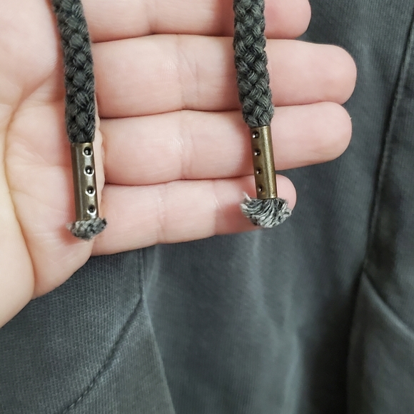 Pilcro Anthropologie Flynn Pleated Gray Hooded Swing Style Sweatshirt Size Med - Picture 4 of 10